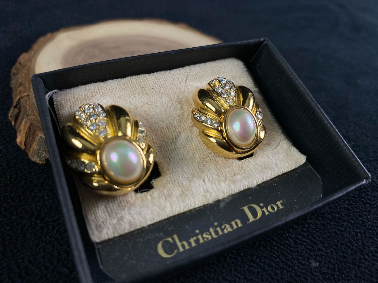 Vintage Christian Dior Gold Plated Cluster Earrings: Vintage Christian Dior Gold Plated Cluster Earrings. New old stock clip on earrings