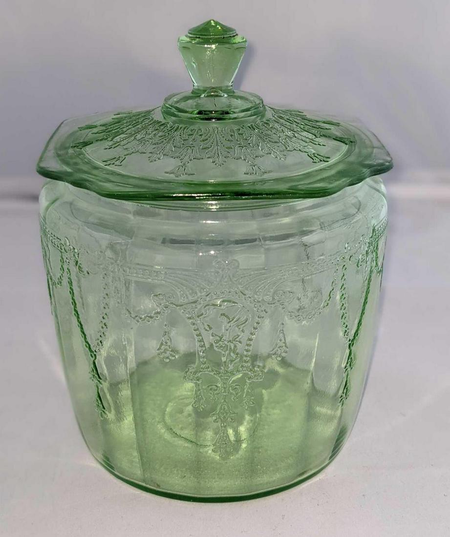 Vintage Federal Glass Georgian Green Cookie Jar With (1 of 7)