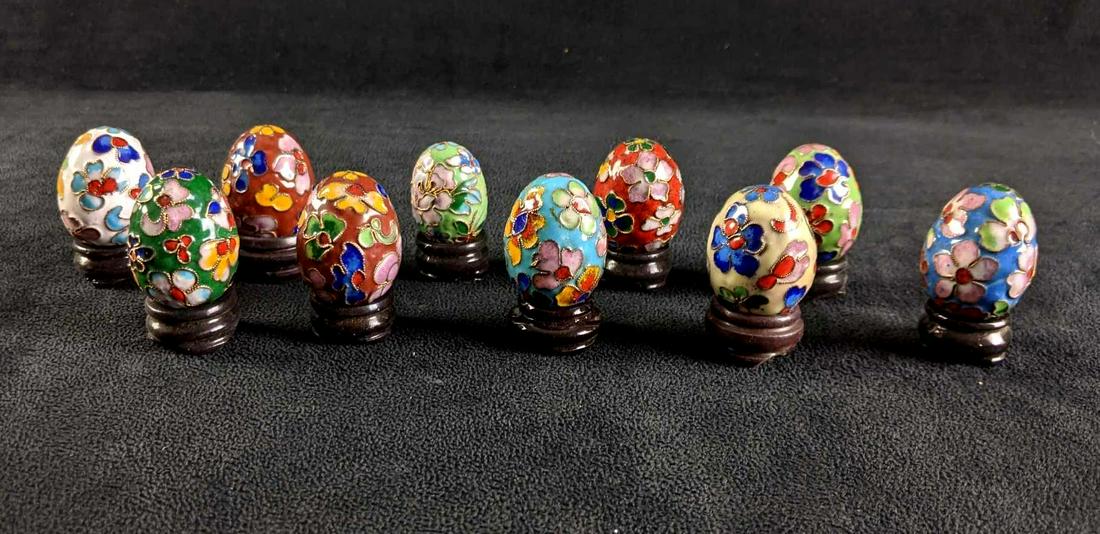 Chinese Cloisonne Mini Eggs Enamel Decorated Eggs (1 of 10)