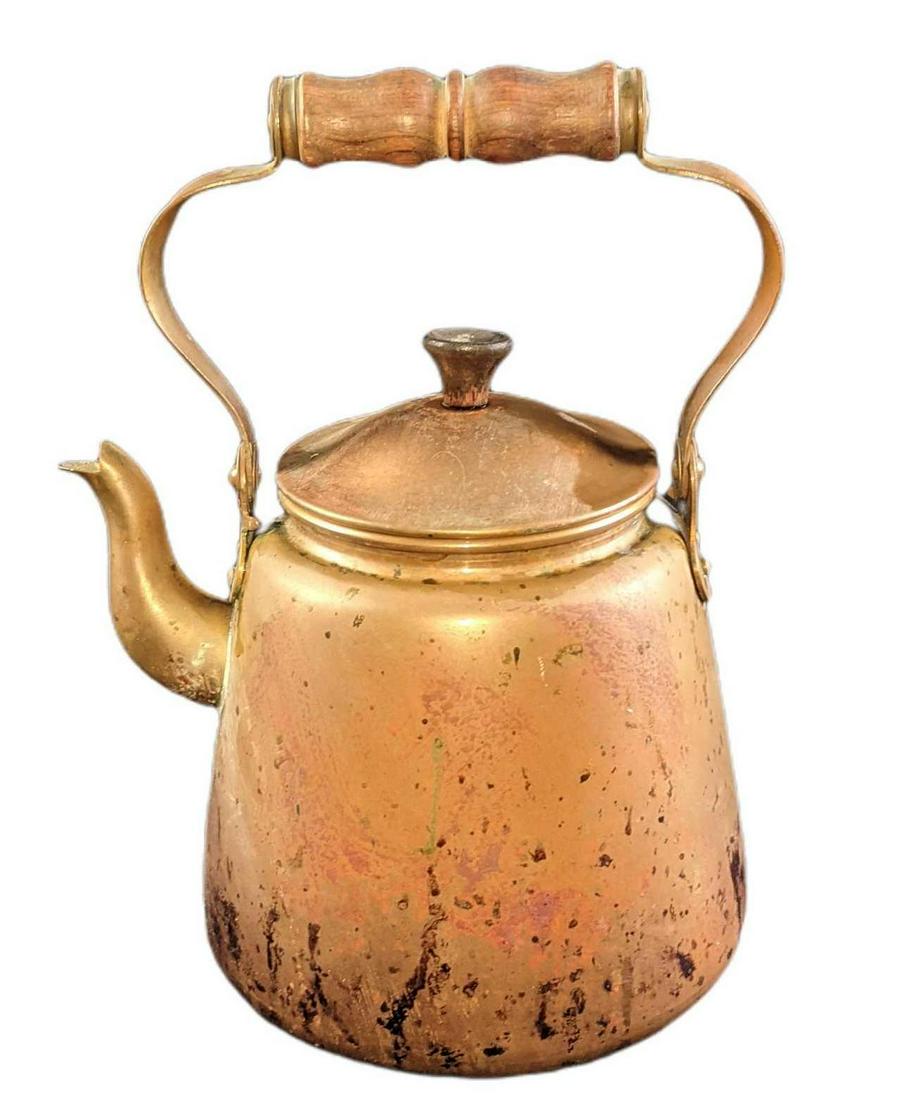 Vintage Copper Brass And Wood Kettle From Portugal (1 of 7)