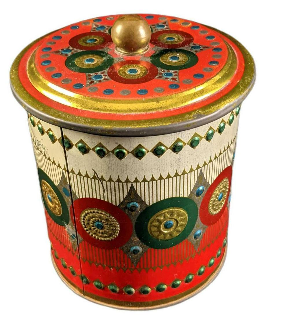 English Christmas Holiday Tea Tin Embossed Cylinder (1 of 6)