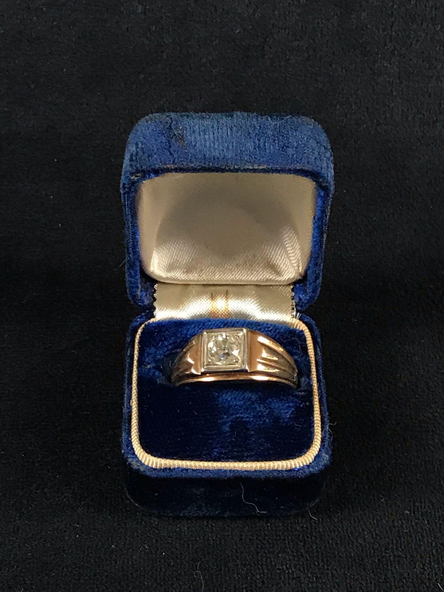 14K Gold Diamond Signet Ring (1 of 5)