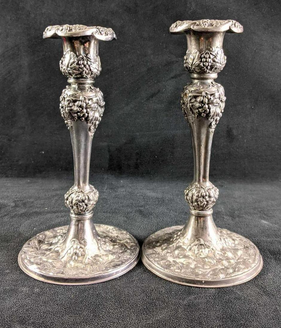 Silver Plated Grape Vine Candle Stick Holders (1 of 4)
