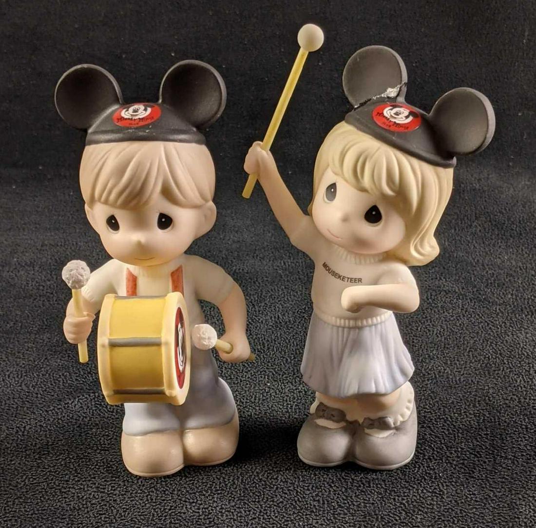 Disney Precious Moments Mouseketeers: Disney Precious Moments Mouseketeers This pair of cute figurines are Disney fans with their Mickey Mouse Club hats on. The girls' hat has been fixed so there is a glue mark on her hat. They do not com