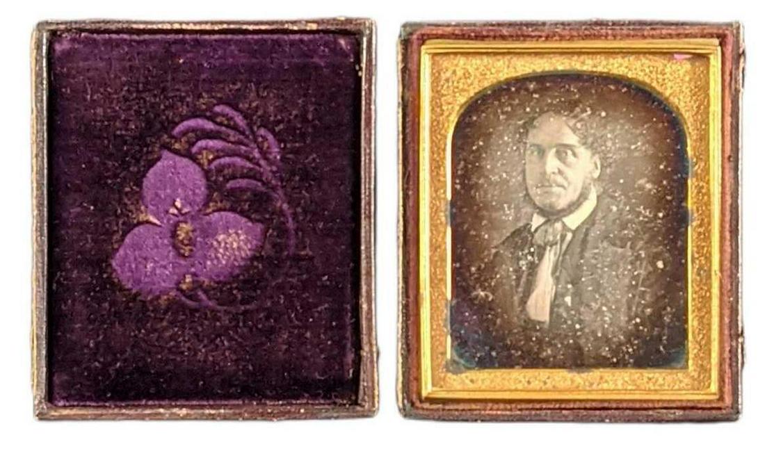 Antique Tintype Portrait W Gutta Percha Case Neckbeard (1 of 6)