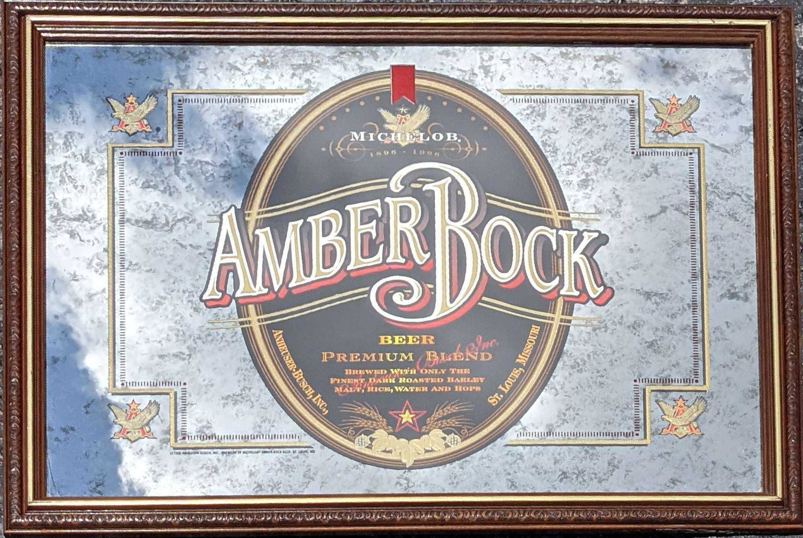Michelob Anniversary Amber Bock Mirror Bar Sign (1 of 2)