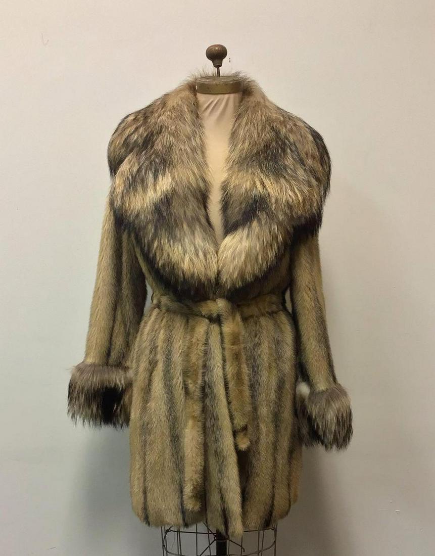 Brown Shadow Mink Fox Fur Coat (1 of 6)