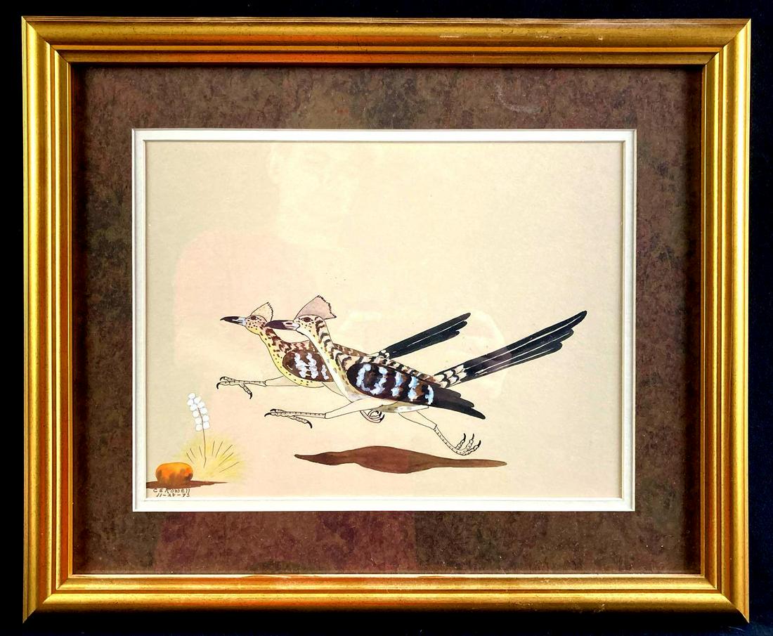 Painting of Road Runner Birds by C E Rowell (1 of 5)