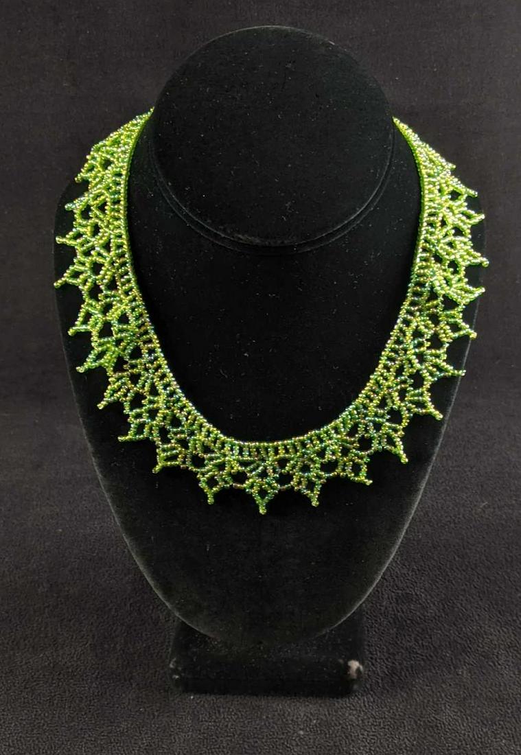 Vintage Green Micro Beaded Necklace (1 of 10)