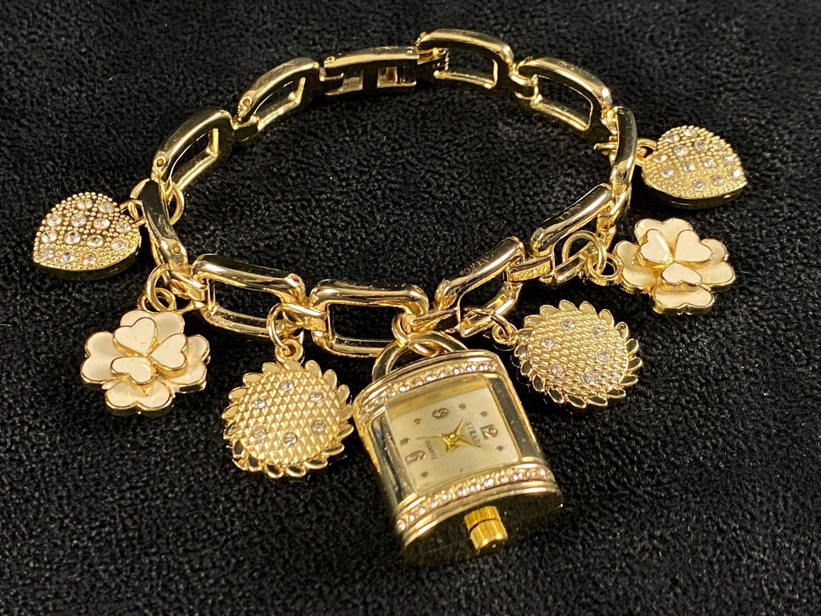 New STRADA Gold Plated Mother Of Pearl Dial Charm (1 of 9)