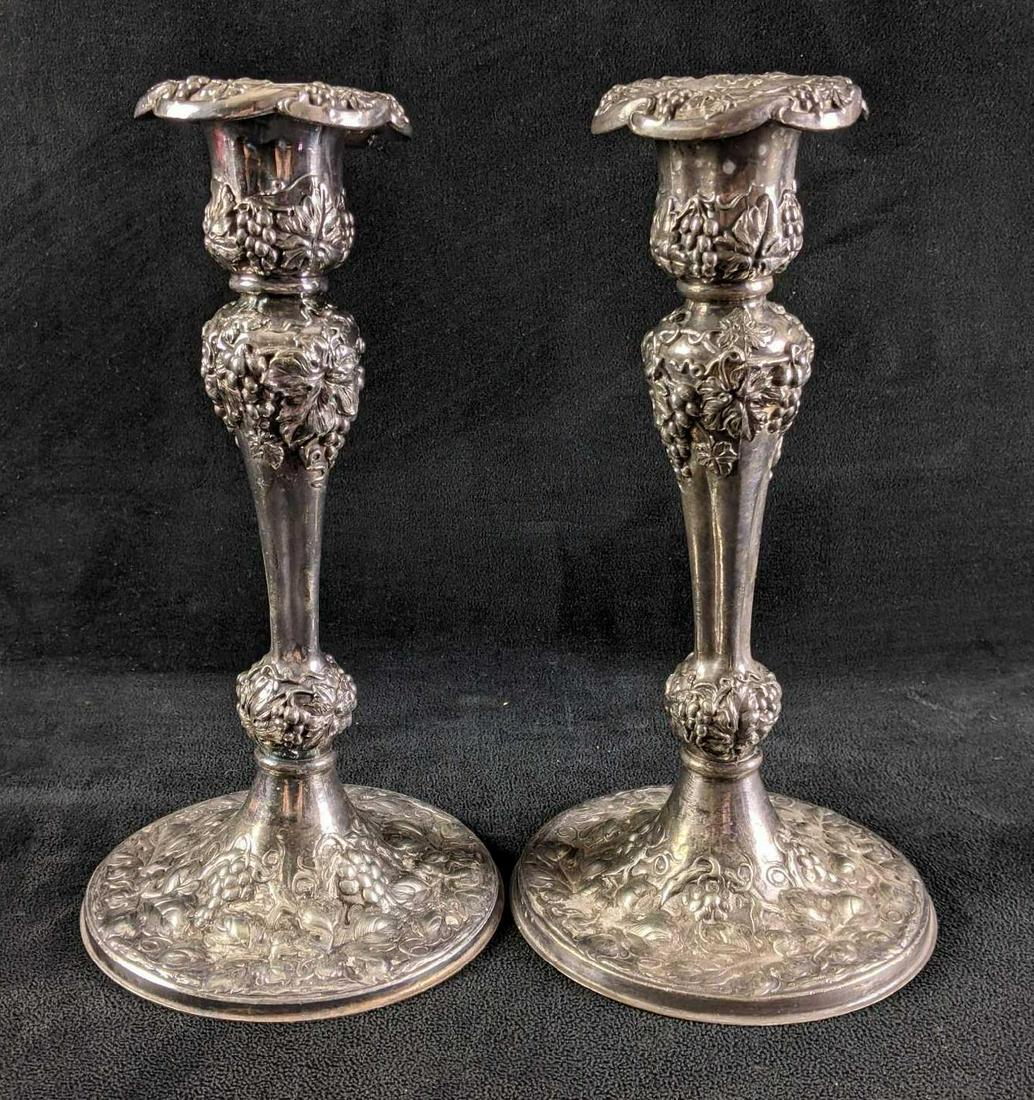 Silver Plated Candle Stick Holders Grape Vine (1 of 5)