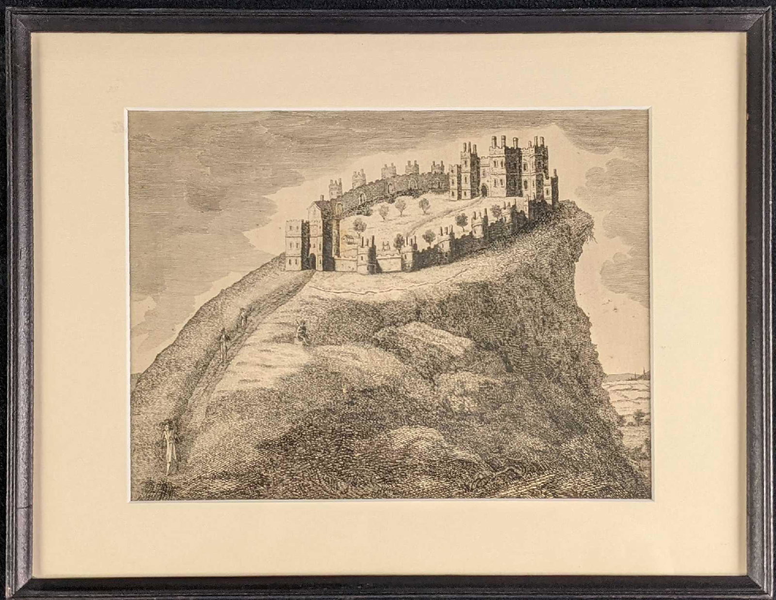 Vintage Framed Etching Castle And Peasants (1 of 5)