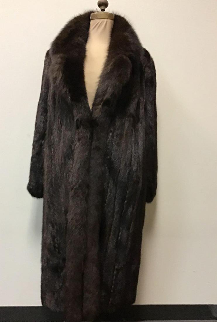 Evans Furs Mahogany Mink with Brown Fox Tux Coat (1 of 8)