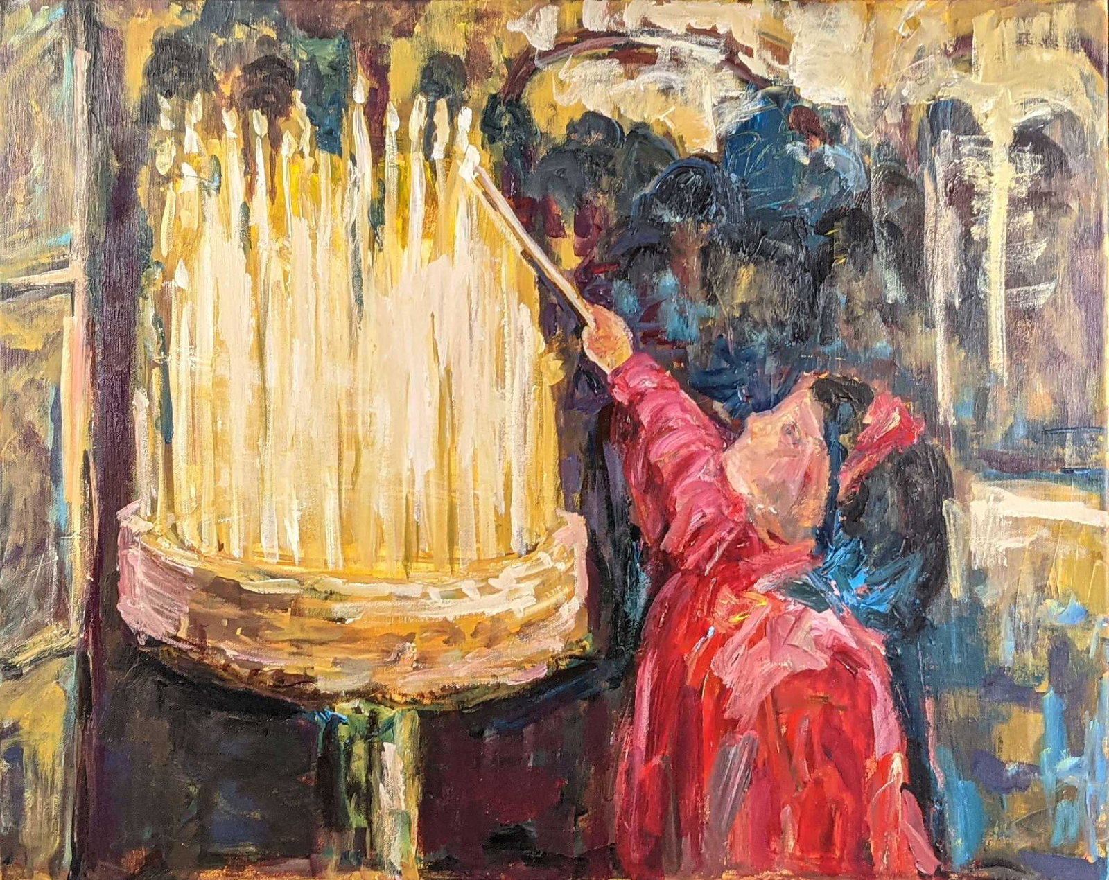Original Oil On Canvas Of A Girl Lighting A Candle (1 of 6)