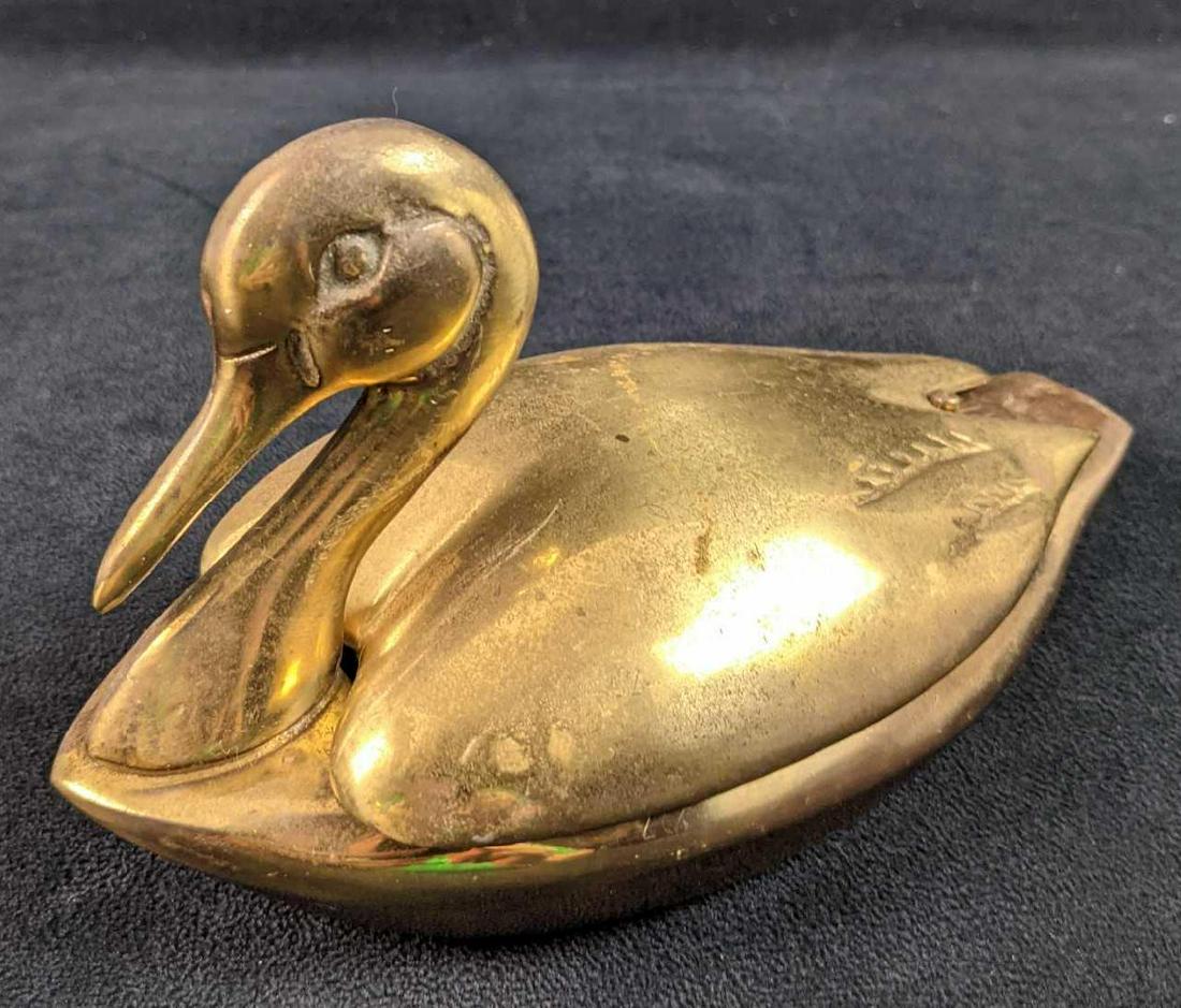 Vintage Brass Duck Trinket Box Jewelry Box With Top (1 of 8)