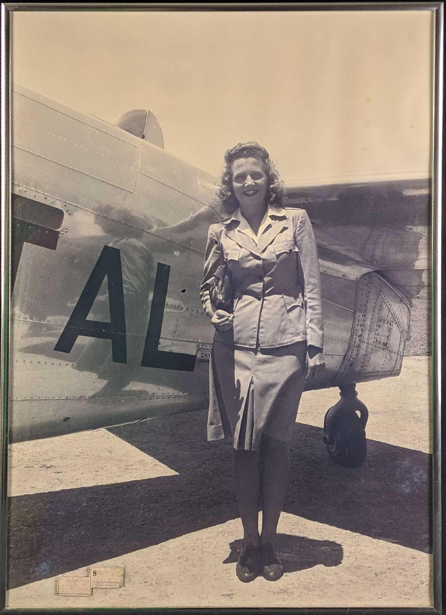 Vintage Framed Photo Poster WWII Woman With Plane (1 of 5)
