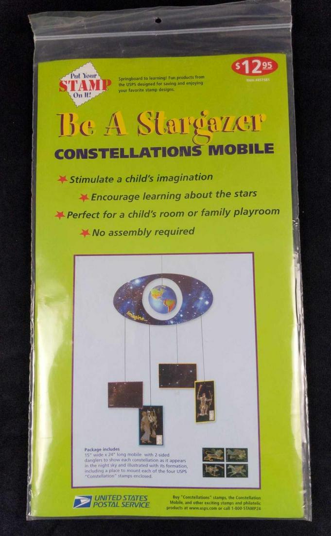 Be A Stargazing Constellations Mobile W Stamps: "Be A Stargazer" Constellations Mobile. Comes with a 15" wide x 24" long mobile with a two-sided danglers to show each constellation as it appears in the night sky and illustrated with its formation, 