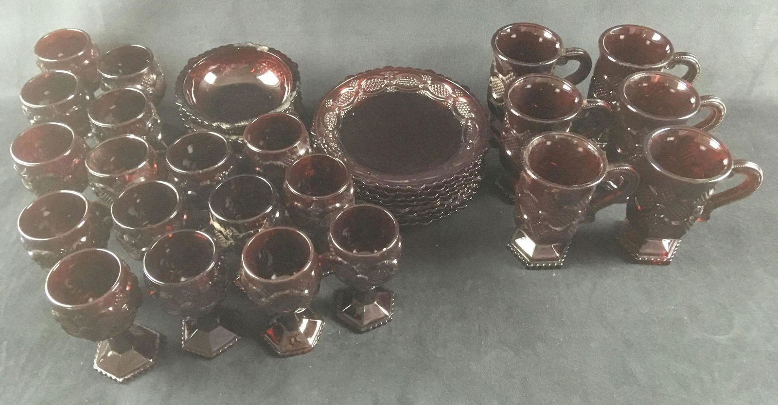 Set of Vintage 1950s Avon Ruby Red Cape Cod Glassware (1 of 5)