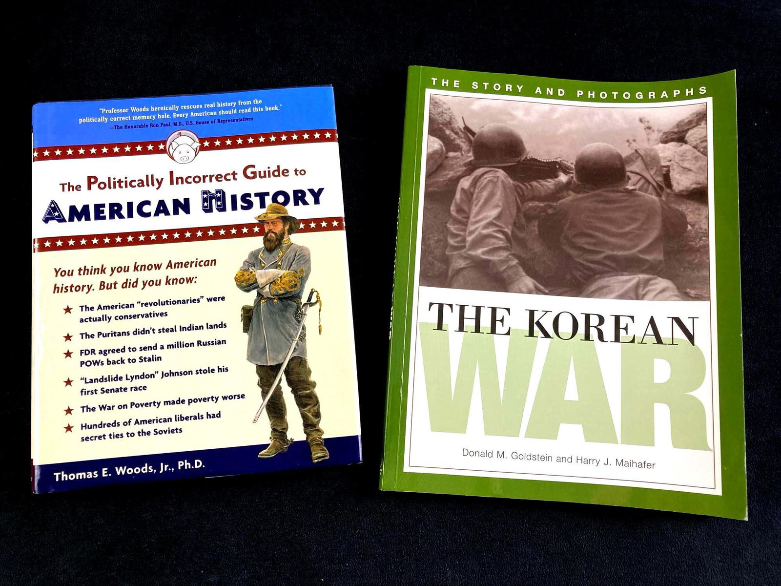 (2) American History Books The Korean War & The: This lot includes: (1) The Politically Incorrect Guide to American History by Thomas Woods (1) The Korean War by Donald Goldstein Condition is used and see photographs for additional details. The Poli