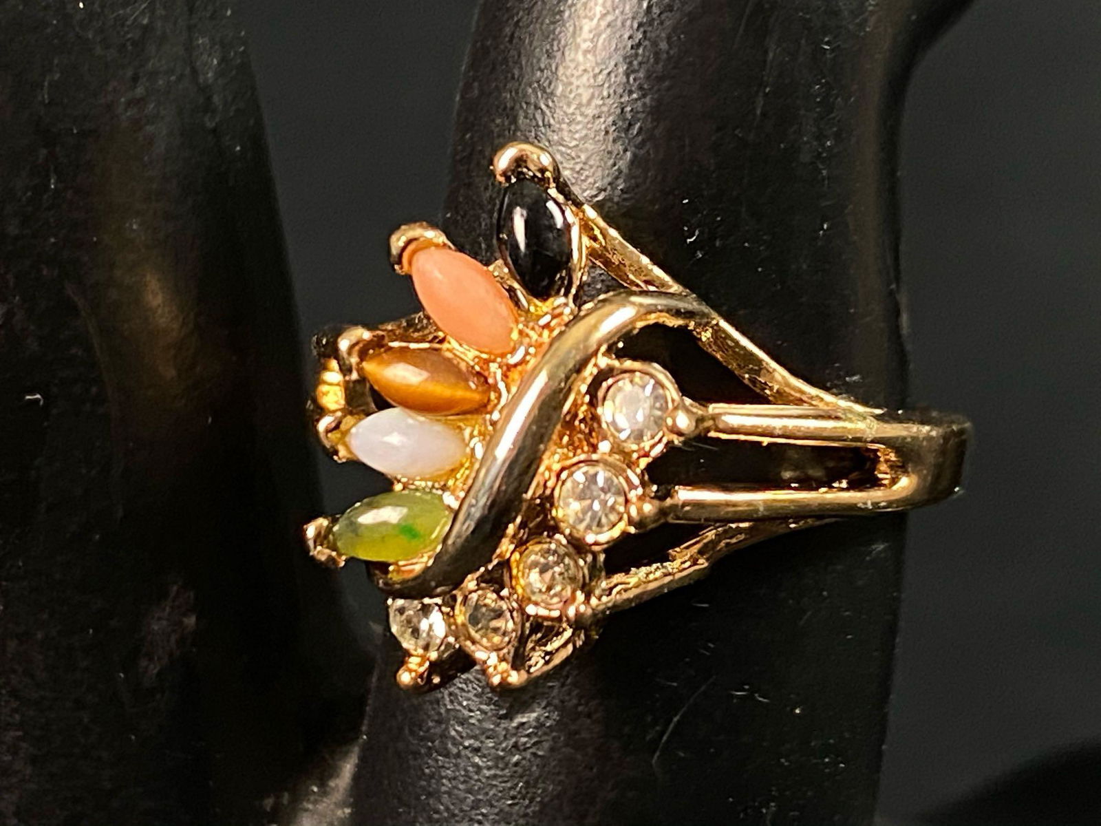 Vintage Gold Electroplated Multi Stone Cocktail Ring (1 of 9)