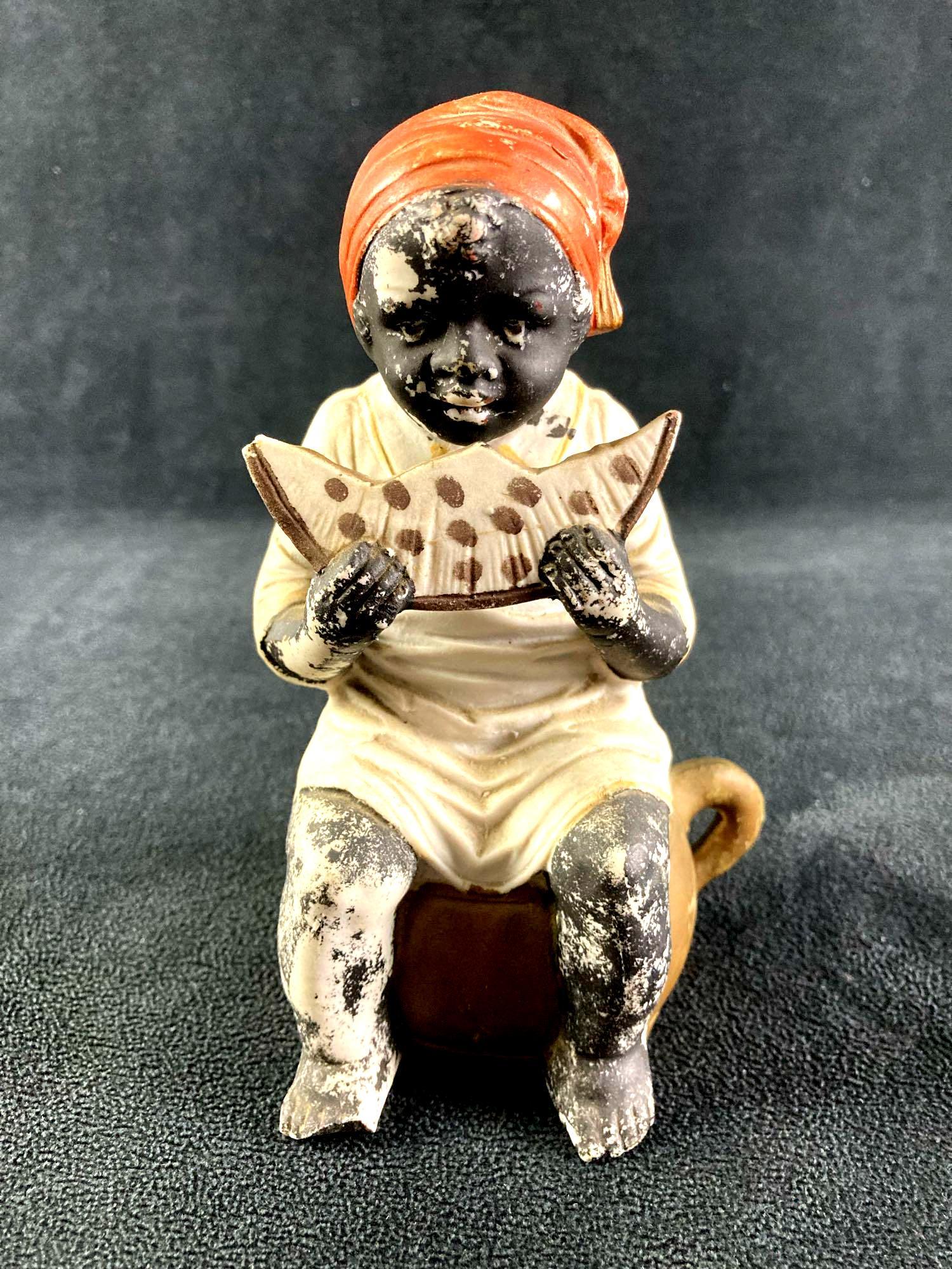 Antique Porcelain African American Boy Eating (1 of 5)