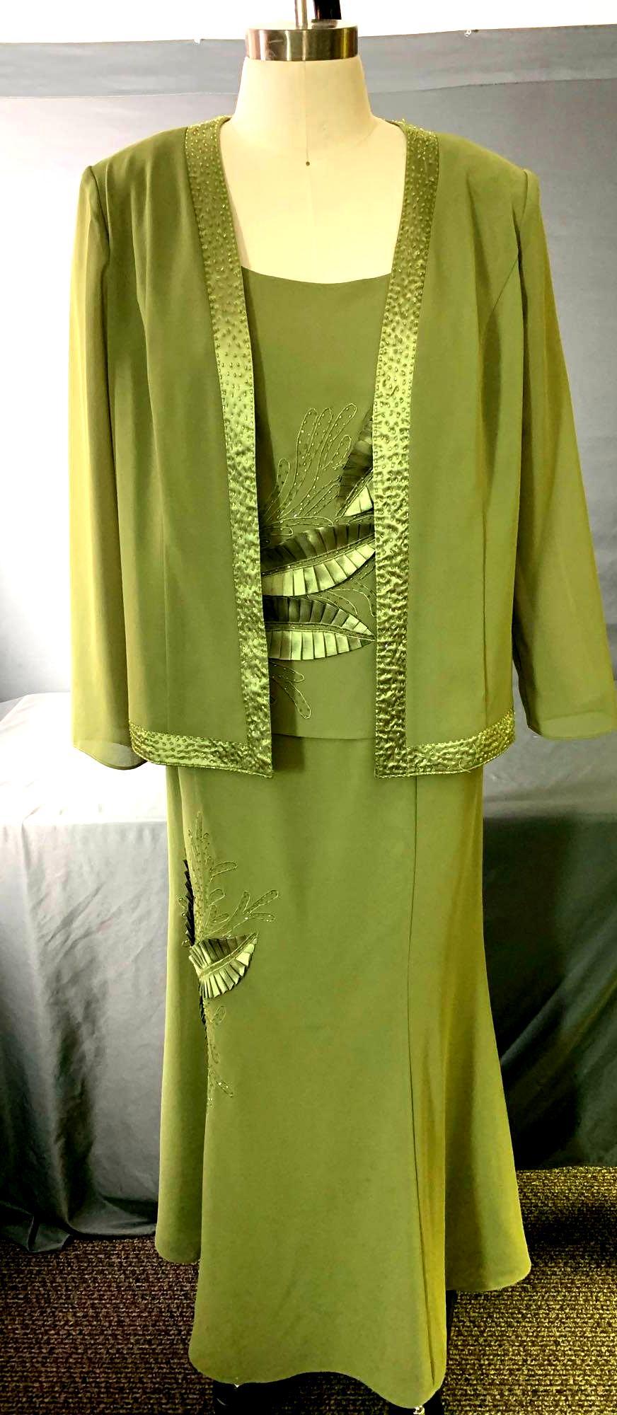 Carissimo Long Formal Olive Green Size 14 Dress 2 Piece (1 of 7)