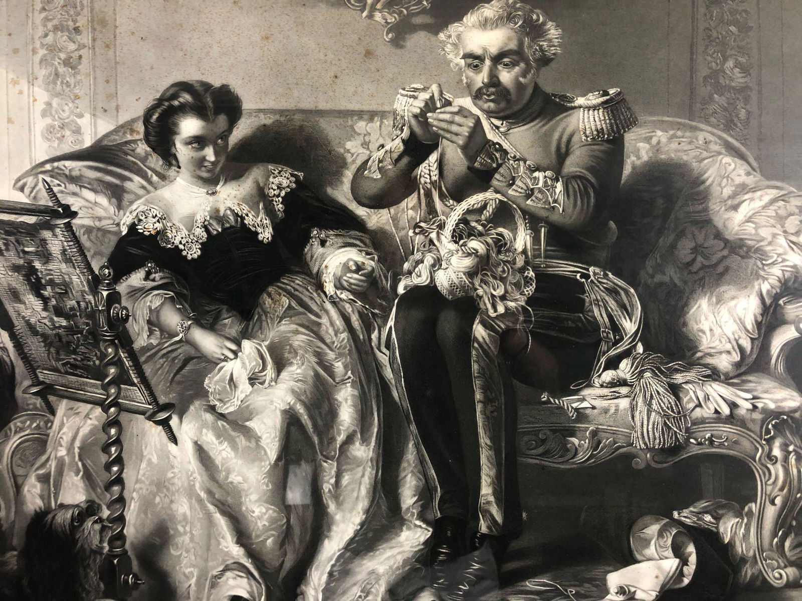 Large Vintage Lithograph Framed & Matted Print "Lion In (1 of 12)