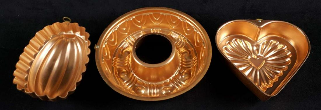 Lot of 3 Copper Shaped Baking Pans (1 of 2)