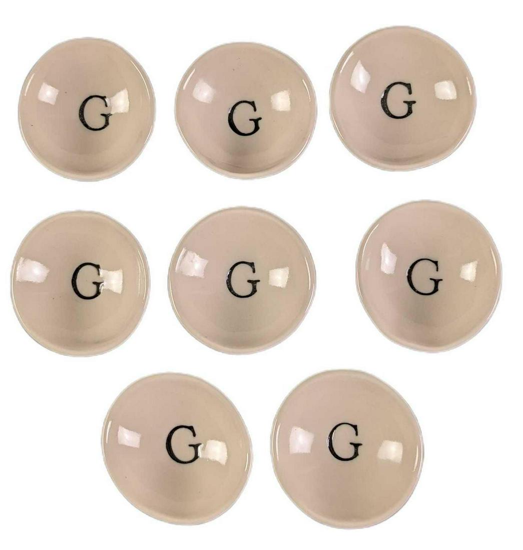Eight Small Ceramic Dip Sauce Bowls Letter G Marked (1 of 3)