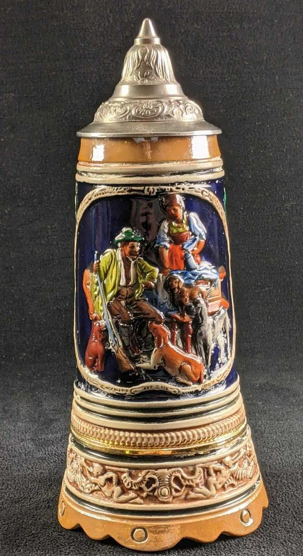 German Beer Stein West Germany With Man & Dogs (1 of 4)