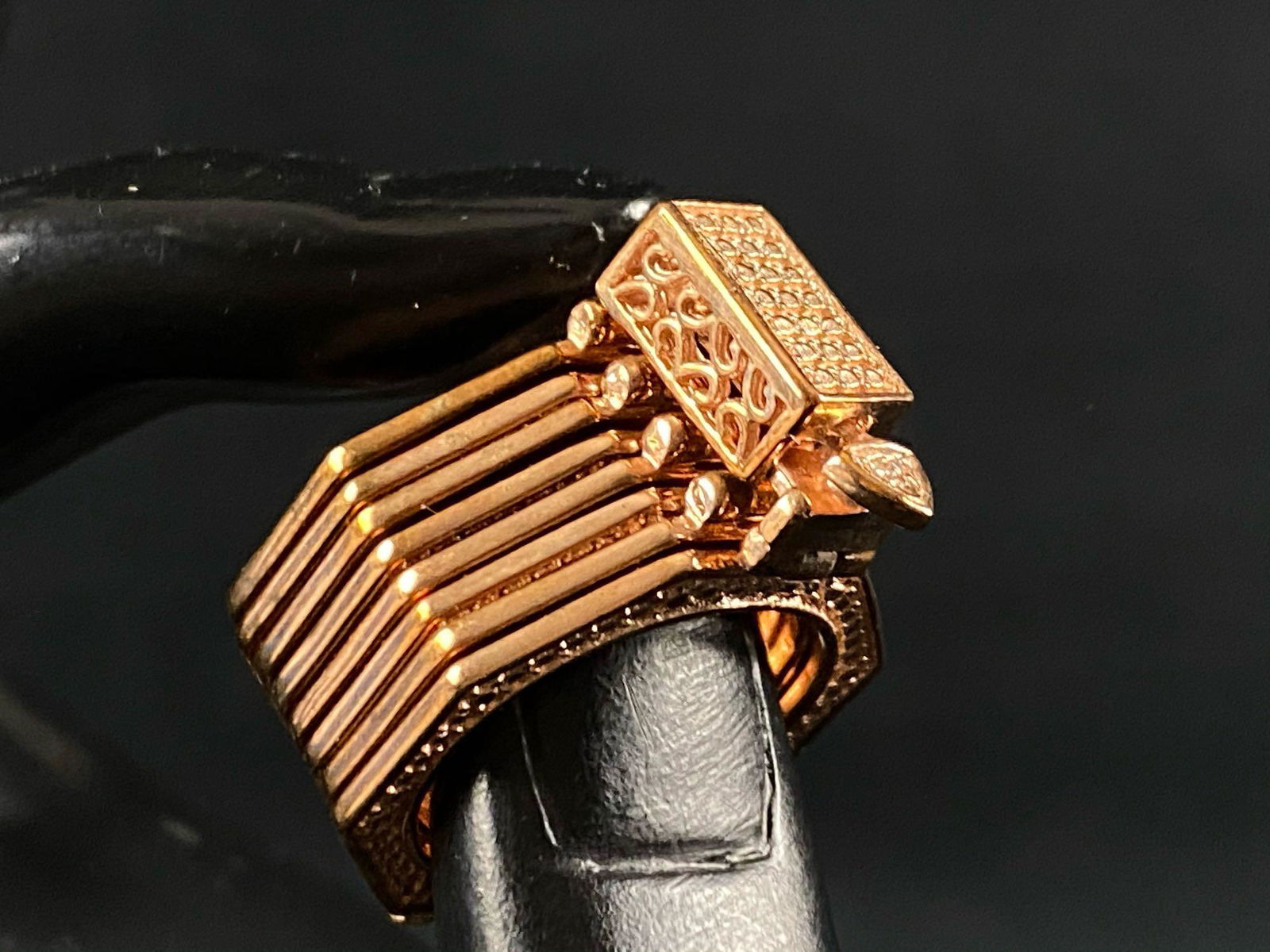 STRADA Unique Modern Rose Gold Convertible Ring: STRADA Unique Modern Rose Gold Convertible Ring Bracelet All pieces are tested and researched prior to listing . Please view all our pictures they are part of our description . Happy Bidding DETAILS: