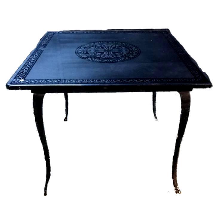 Black Square Glass and Cast Iron Table (1 of 6)