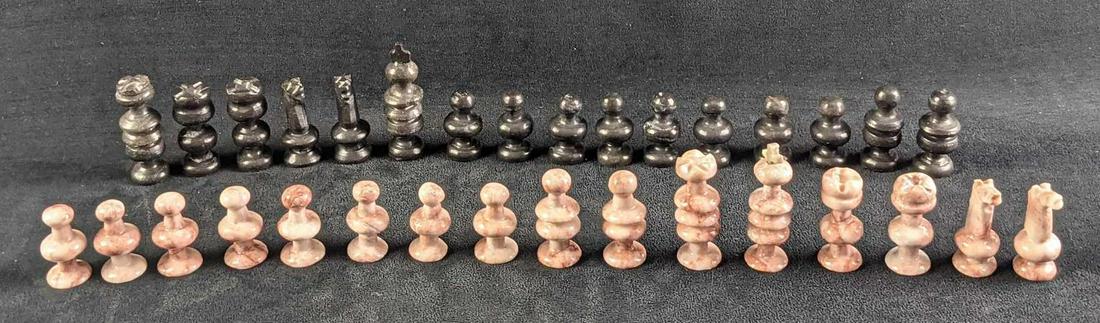 Black and Pink Marble Chess Pieces (1 of 8)