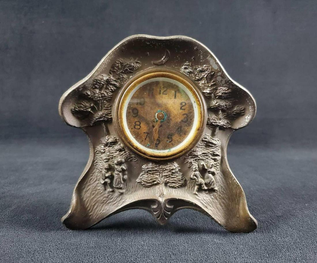 Vintage Cast Iron Mantle Clock With Moon by Lux (1 of 10)