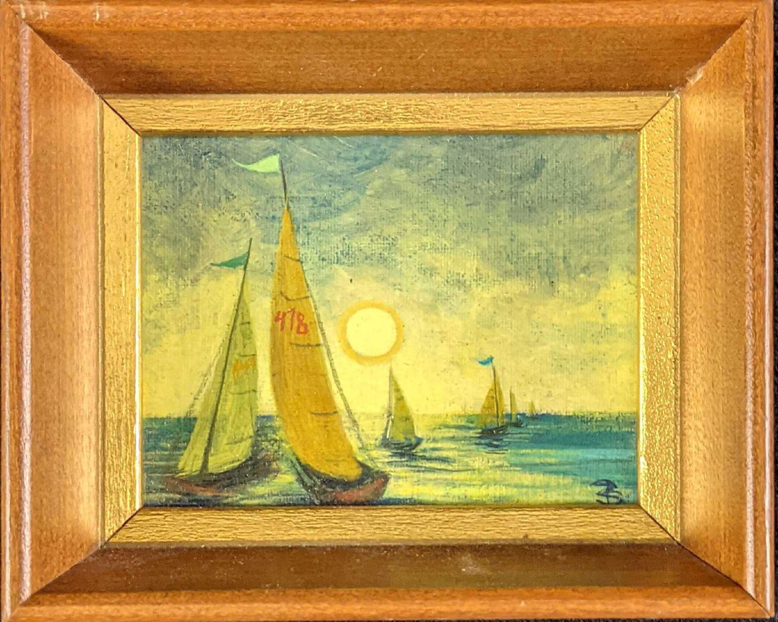 Mini Framed Original Acrylic On Panel Sailboats (1 of 3)