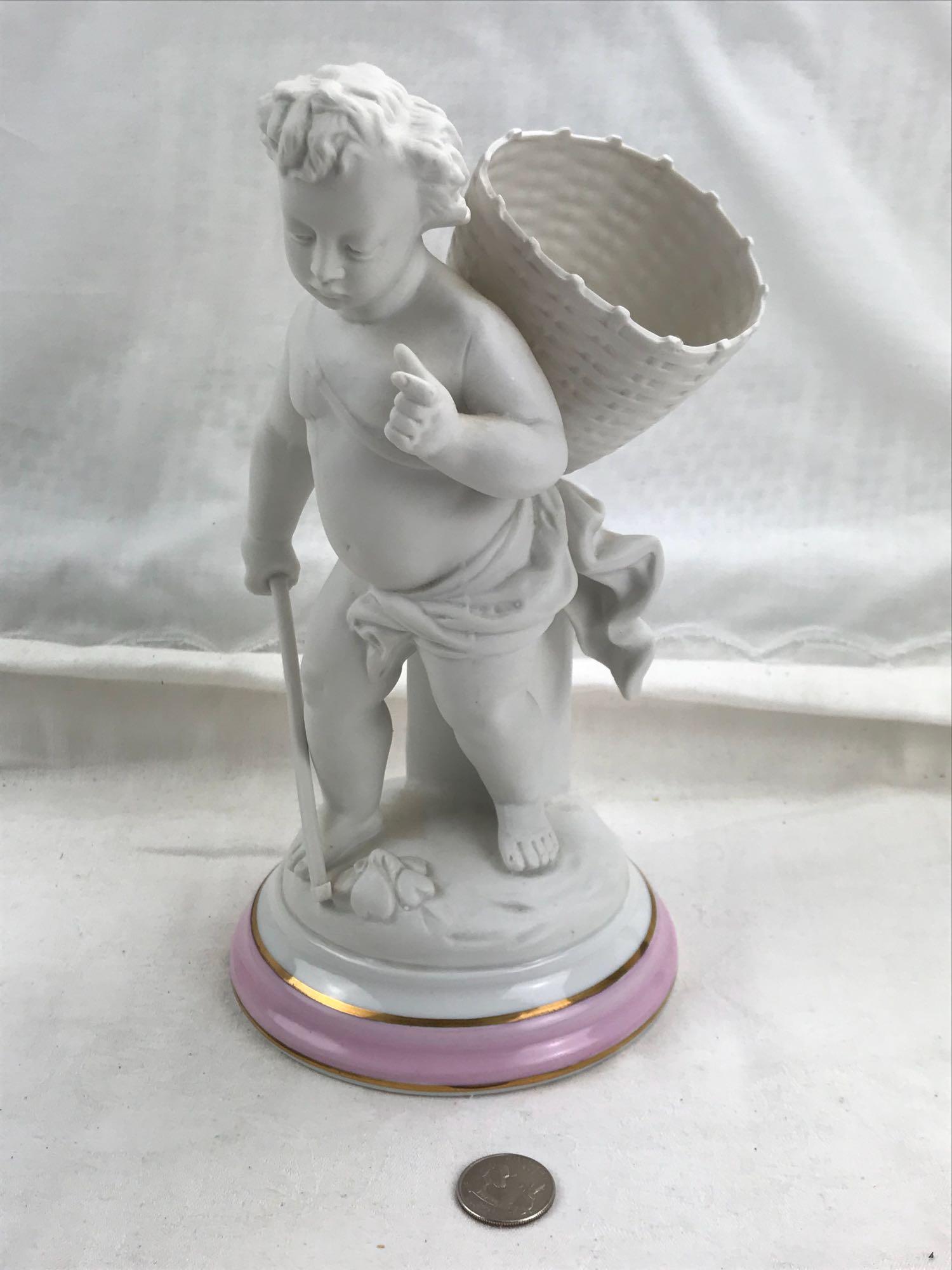 Vintage Porcelain Bisque Cherub Statue Figurine (1 of 4)
