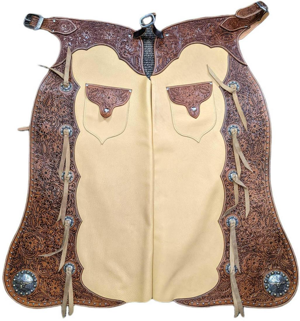 Stitchin' Horse Ranch Leather Cowboy Chaps With Belt (1 of 12)