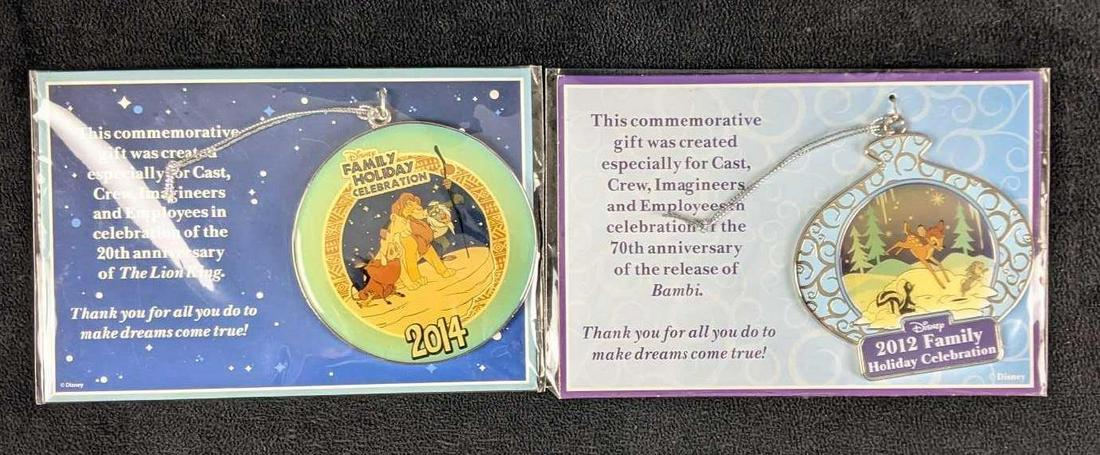 Walt Disney Commemorative Ornaments Lion King and Bambi: Walt Disney Commemorative Ornaments Lion King and Bambi These are cast member-exclusive ornaments for Disney movie anniversaries. They have storage discoloration. In original plastic wrap. They are re