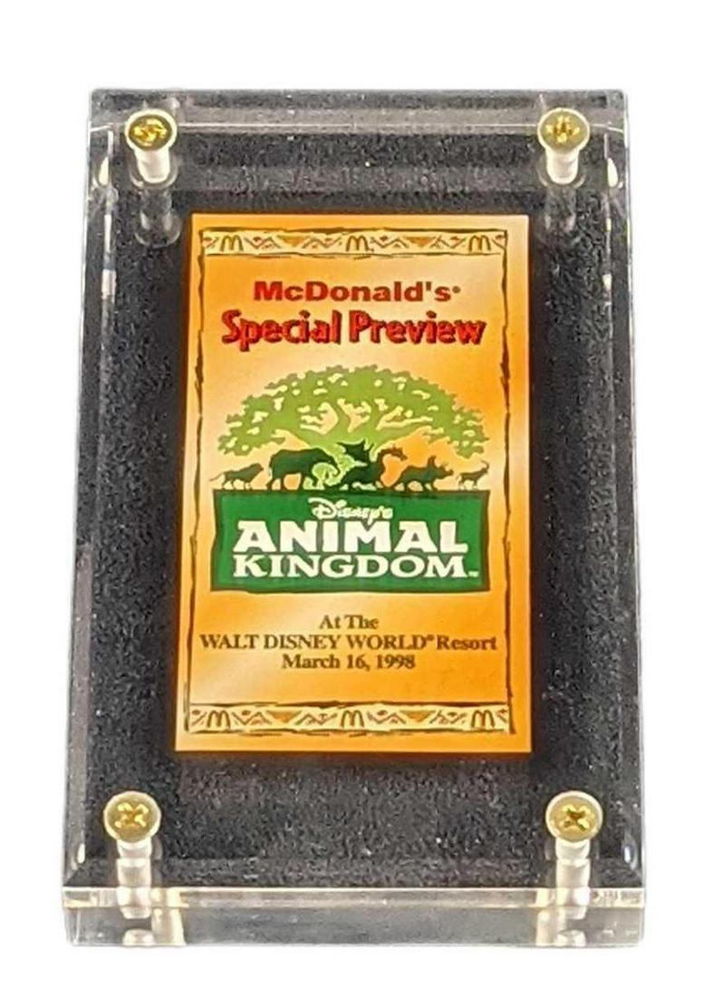 1998 McDonalds Special Preview Disney's Animal Kingdom: 1998 McDonalds Special Preview For Disney's Animal Kingdom Ticket. Was originally given out to employees at the McDonalds Worldwide Convention. Comes in a box which is approx 6 1/2" x 3 1/2" x 1" and 