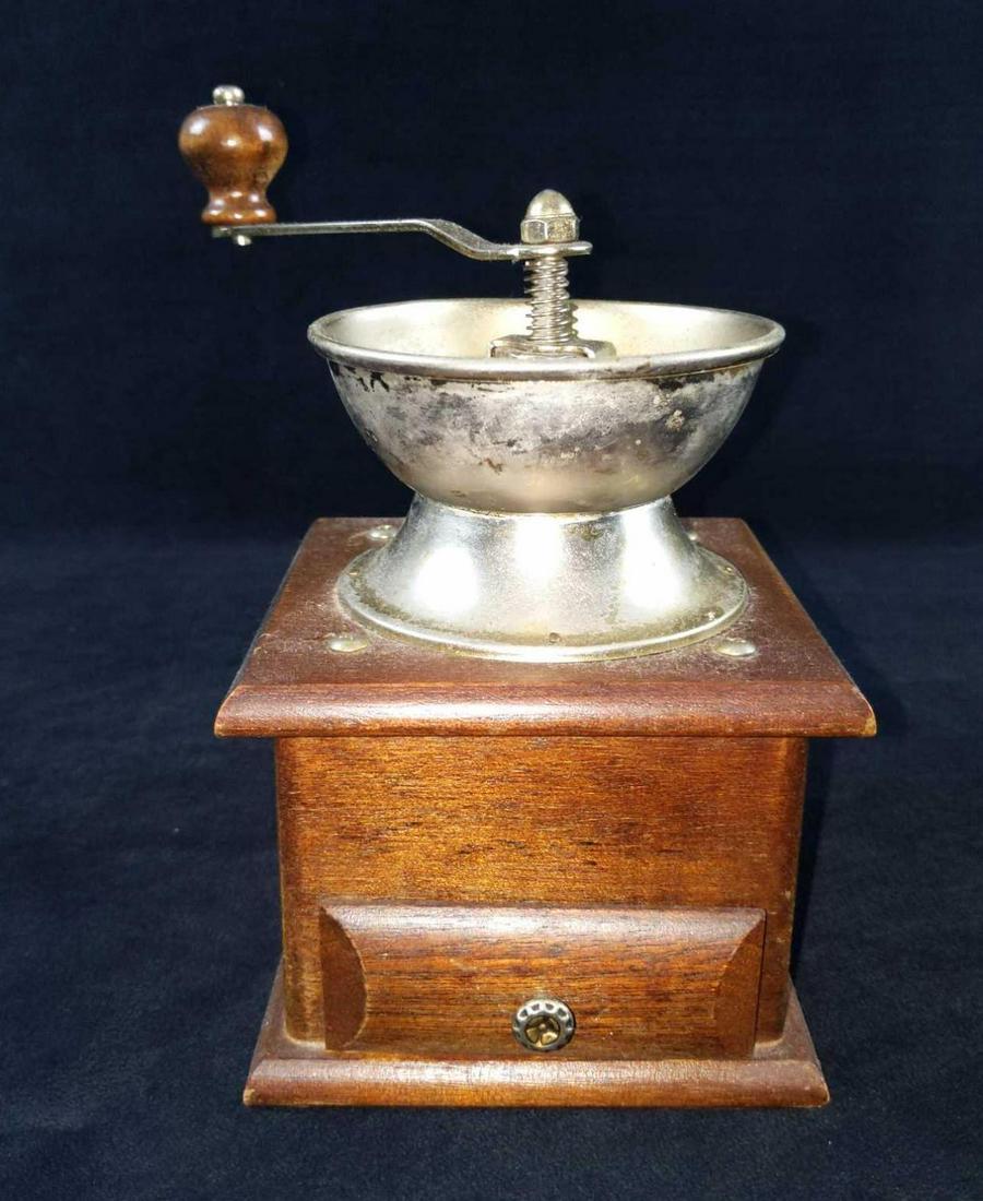 Vintage Metal And Wood Coffee Bean Grinder (1 of 7)