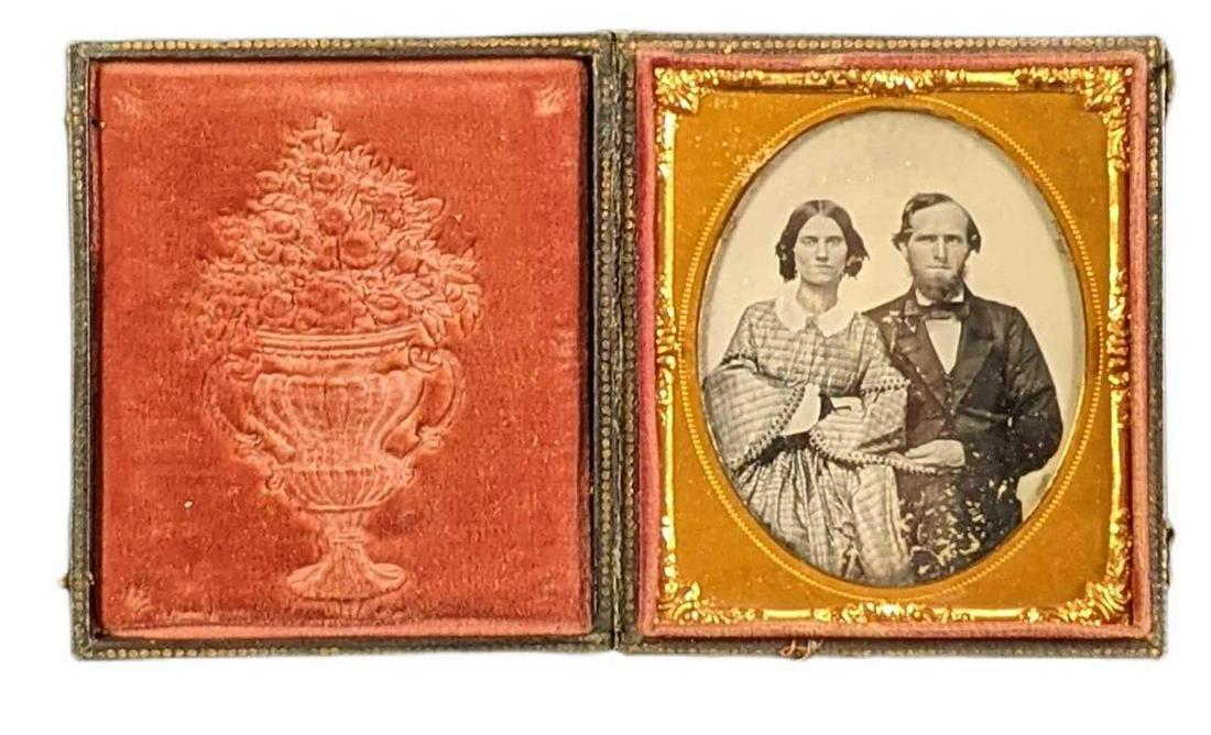 Antique Tintype Portrait W Gutta Percha Case Couple (1 of 6)
