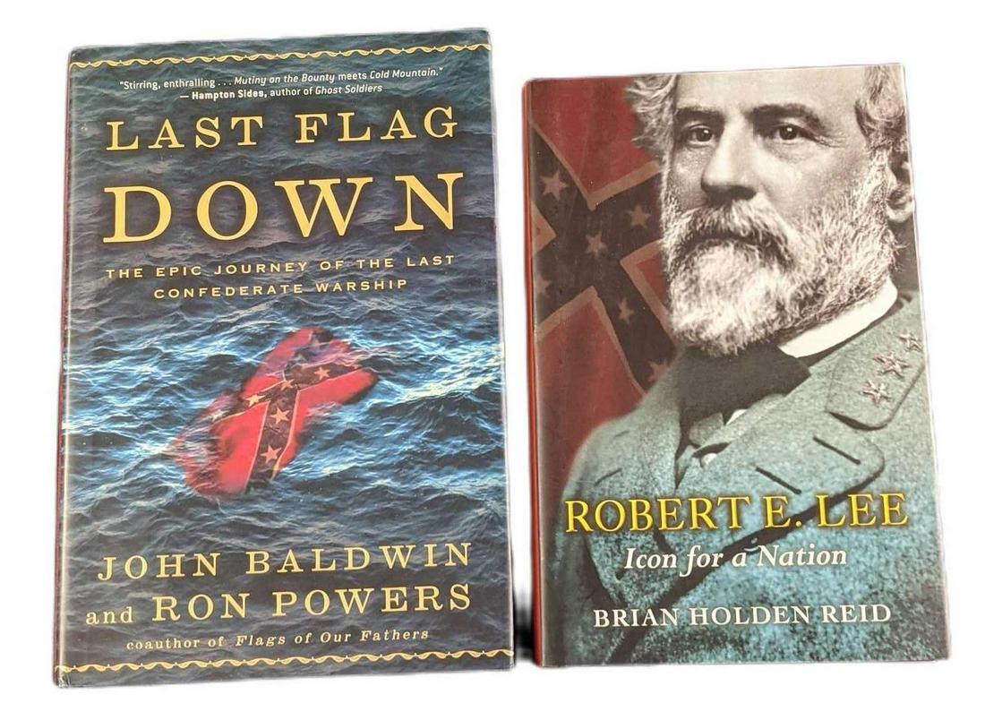 Civil War Books Last Flag Down Robert E Lee Hardcovers: This lot includes: (1) Last Flag Down: The Epic Journey Of The Last Confederate Warship By John Baldwin And Ron Powers. Was published by Crown Publishers (New York) on 2007. The book is approx 6 1/2"