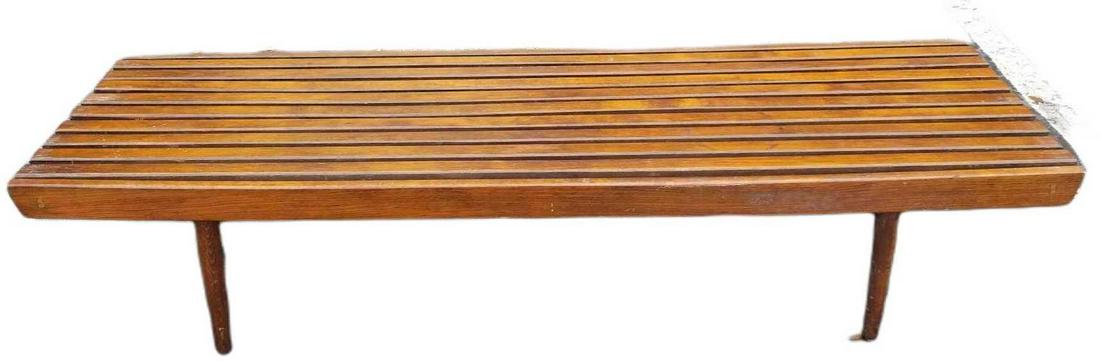 Mid-Century Modern Walnut Slat Bench (1 of 10)