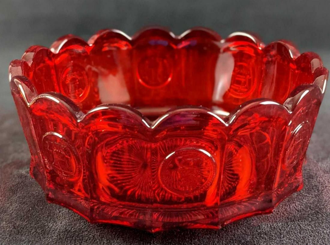 Vintage Retired Fostoria Ruby Coin Glass 7" Round Bowl (1 of 6)