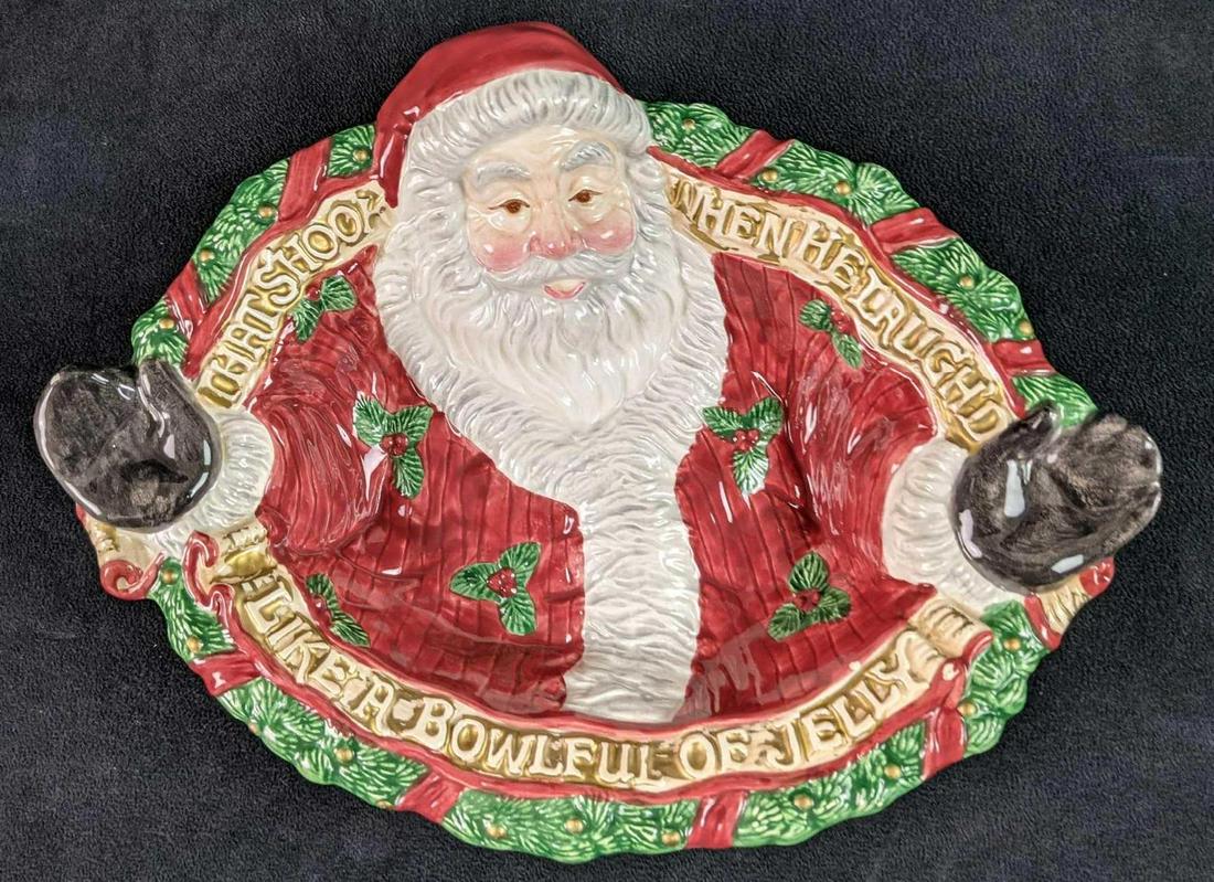 Fitz & Floyd Christmas Ceramic Santa Serving Bowl (1 of 7)