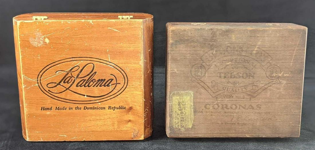 Two Vintage Wooden Cigar Boxes Brooks La Paloma (1 of 8)