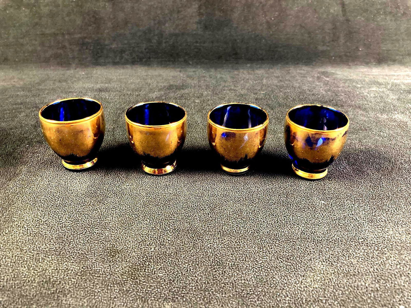(4) Shot Small Blue and Gold Shot Glasses (1 of 3)
