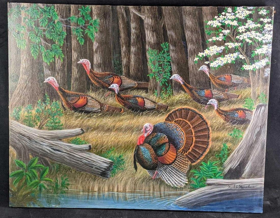 Original Acrylic On Canvas Karl Karalus Wild Turkeys (1 of 7)