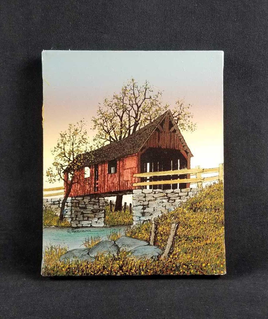 Vintage H. Hargrove Covered Bridge Serigraph (1 of 9)