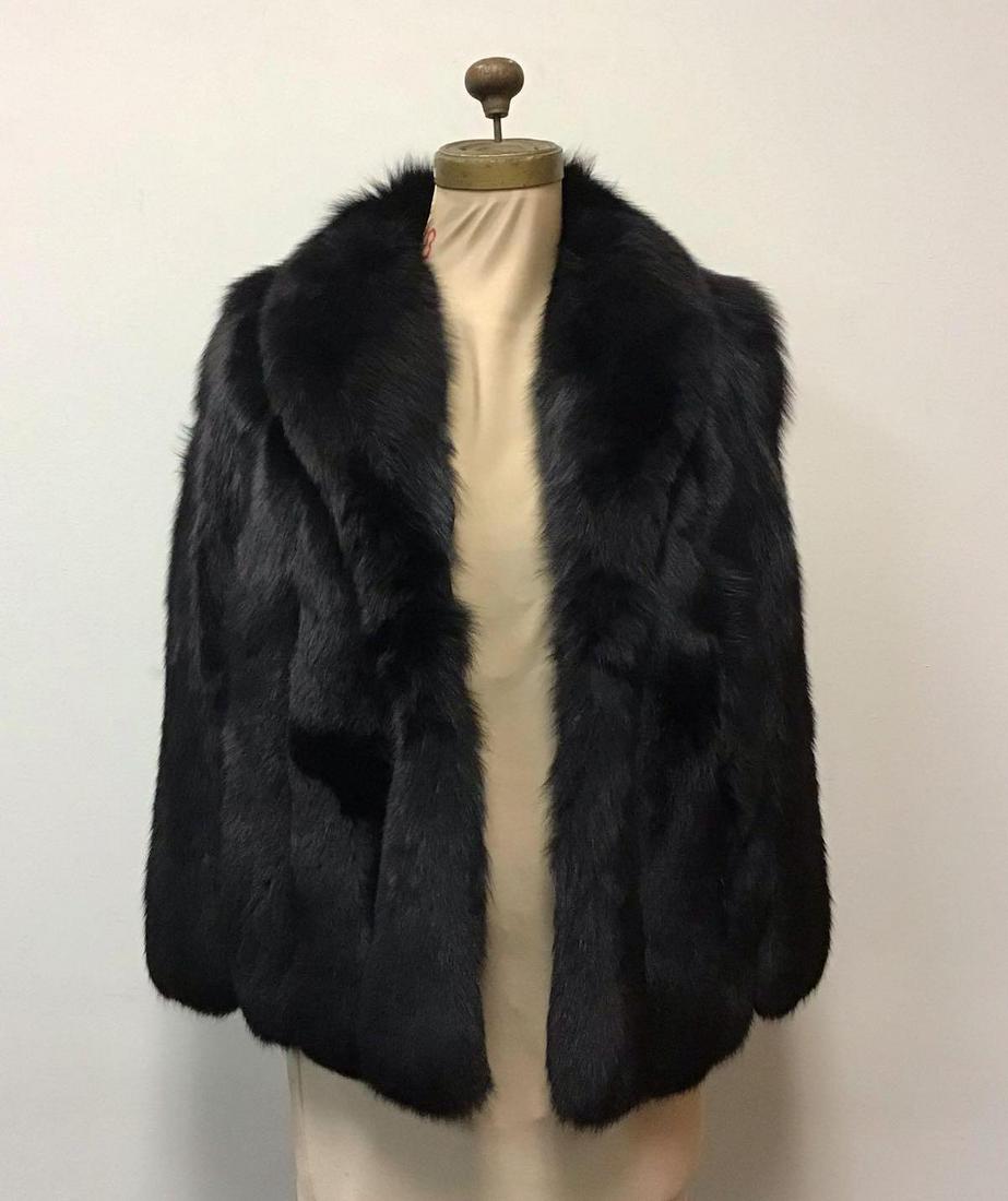 Black Fox Jacket Fur Coat Vintage Fashion Montaldo (1 of 7)